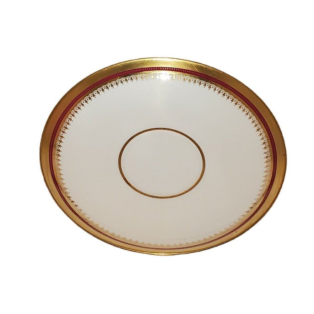 Spode Copeland Wiley Co Replacement Red Gold Moriage Trim Teacup Saucer England